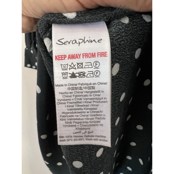 Seraphine Green White Polka Dot 3/4 Sleeve Dress Maternity Nursing Ruffle Sz 8 - Picture 8 of 9